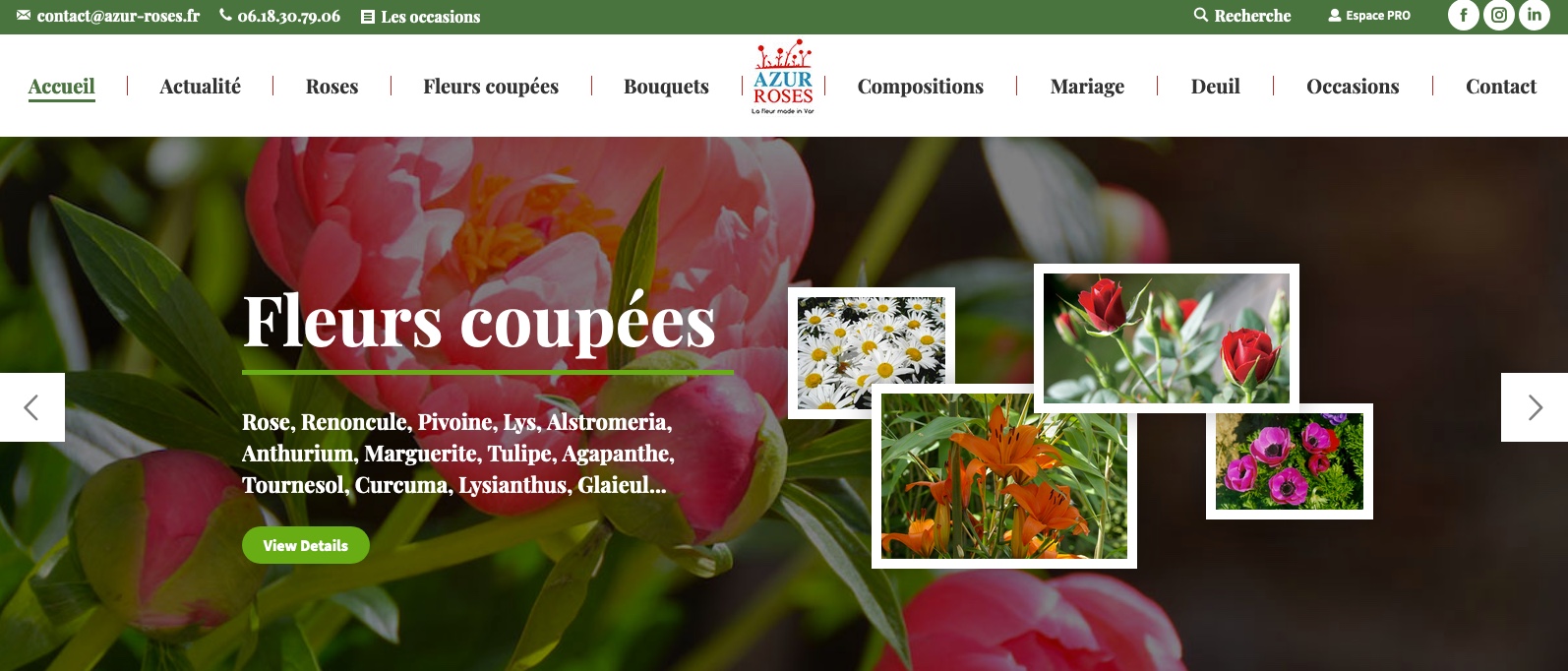 nouveau site internet azur roses producteur fleur la crau toulon var