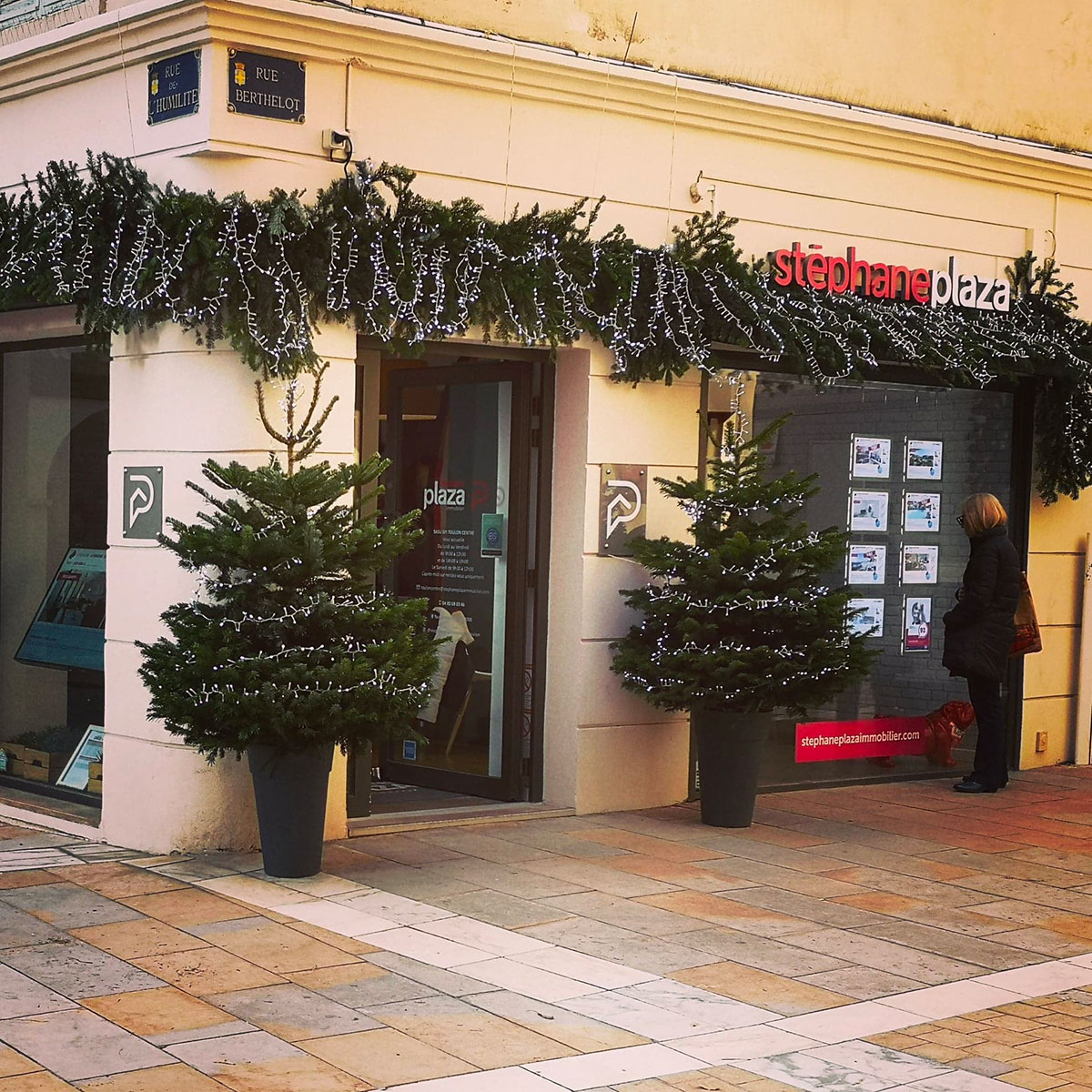agence-Stéphane-Plaza-Toulon-décoration vitrine de noel Azur Roses