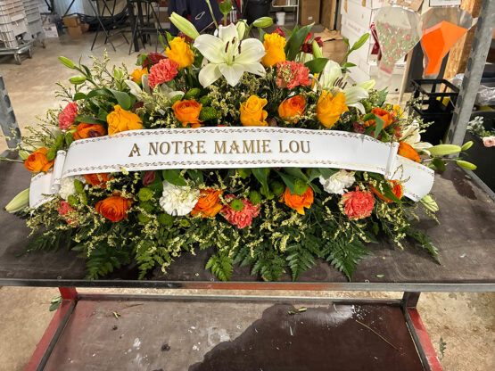 composition fleur deuil Azur Roses producteur à La Crau Var