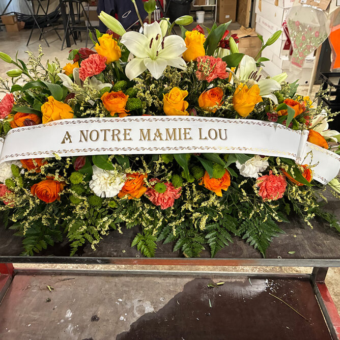 composition fleur deuil Azur Roses producteur à La Crau Var